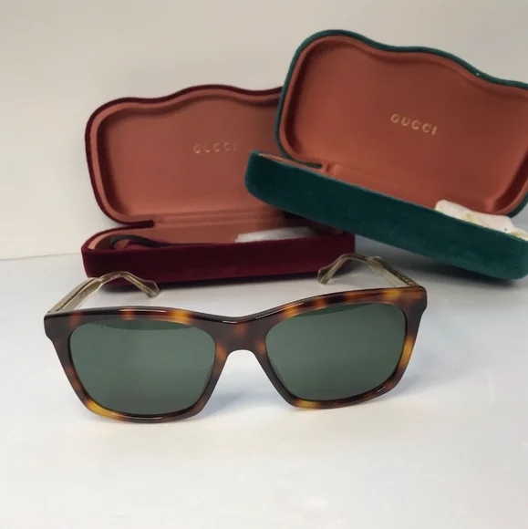 New - 💯 originalGucci Green Rectangular Men's Sunglasses GG0558S 003